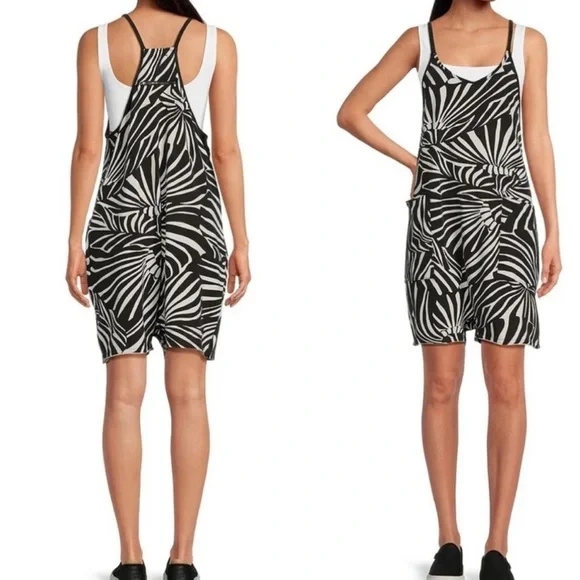 Free People Black and White Zebra Print Romper - Picture 1 of 9